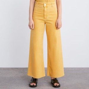 Zara The Marine Straight Wide Leg Jean in Yellow Size 6